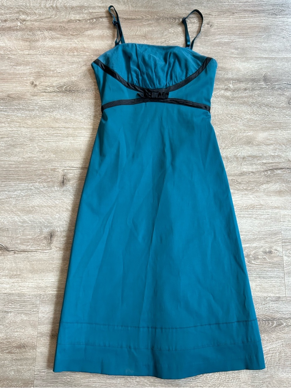 90’s Y2K RW&CO Teal Spaghetti Strap Empire Waist Dress- Prom